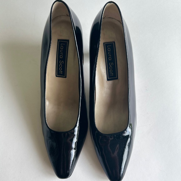 Laura Scott Black Patent Leather Classic Heels size 10 - Picture 4 of 16